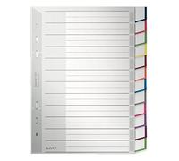 Leitz A5 Índice de Plástico de 12 Pestañas, Sistema Intercambiable de Etiquetado de Pestañas, Gris, Separadores de Plástico Resistente, 12750000