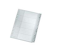 Leitz A5 Índices con Pestañas A-Z, 20 Hojas, Extra Ancho, Gris, Pestañas de Plástico Resistente con Carátula de Índice, 12650000