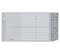 Leitz A5 Índices con Pestañas de A-Z (Divididas entre A-L y M-Z), 20 Hojas, Extra Ancho, Gris, Pestañas de Plástico Resistente con Carátula de Índice, 12670000