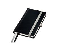 Leitz A6 Hard Cover Notebook, Satin Black (80 Sheets Squared Paper, with 2 Bookm