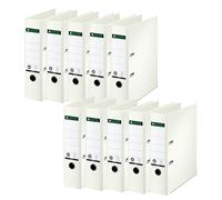 Leitz Archivador de calidad 10070001 (10 unidades, A4, 8 cm de ancho, laminado con papel especial con textura de lino, Blauer Engel, color blanco)