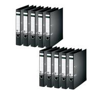 Leitz Archivador de calidad 10080095, 10 unidades, A4, estrecho, ancho de lomo de 5,2 cm, laminado con papel especial con textura de lino, Blauer Engel, color negro