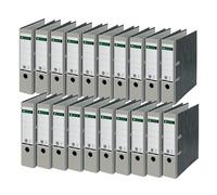 Leitz Archivador de calidad 180°, 20 unidades, A4, cartón, ancho de lomo de 8 cm, papel de mármol nube, lomo gris, 10805085