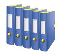 Leitz Archivador de calidad 180° Active, paquete de 5 unidades, A4, estrecho, lomo redondeado, 6,5 cm de ancho, cierre elástico, espuma ligera, carpeta de plástico, serie Urban Chic, azul, 11170032