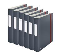 Leitz Archivador de calidad 180° Active, paquete de 6 unidades, A4, 350 hojas, 6,5 cm de ancho de lomo, color gris terciopelo, serie Cosy, 10390089