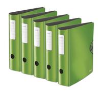 Leitz Archivador de calidad 180° Active Solid, 5 unidades, A4, ancho, lomo redondeado, 8,2 cm de ancho, cierre elástico, espuma ligera, carpeta de plástico, verde claro, 10471050