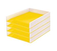 Leitz Bandeja para cartas A4, 4 unidades, diseño bicolor blanco/amarillo, Duo Colour, WOW, 53611016