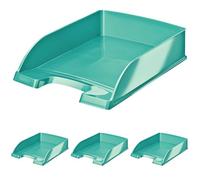Leitz Bandeja portadocumentos Wow, A4, Turquesa Metalizado, 52263051 (Paquete de 4)