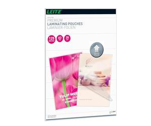Leitz Bolsas de plastificación, Brillante, Transparente, A3, UDT, Bolsas de plastificación hechas de material de 125 micras de grosor, pack de 25 unidades, 74890000