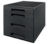 Leitz Buc de Cajones de Escritorio, 4 Bandejas Integradas, Tamaño A4, 100% Reciclable, Carbono Neutro, Certificado Blue Angel, Gama Recycle, Negro, 53720095