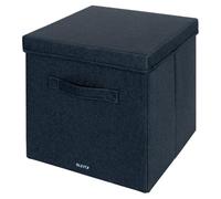 Leitz Caja de Almacenaje de Tela con Tapa, Juego de 2 Cajas Cubo Unidad de Almacenaje, Caja Organizadora Plegable de Tela Otomana, Gris Terciopelo, Grande, 61450089