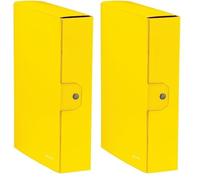 Leitz - Caja portadocumentos con cierre de botón, carpeta proyectos cartón plastificado, amarillo, 25 x 35 x 8 cm, 39670016 (Paquete de 2)