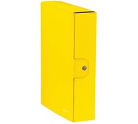 Leitz - Caja portadocumentos con cierre de botón, carpeta proyectos cartón plastificado, amarillo, 25 x 35 x 8 cm, 39670016