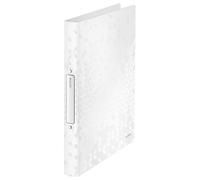 Leitz Carpeta de 2 Anillas, Capacidad para 190 Hojas, Gama WOW, 25 mm de Lomo, 42570001 - A4, Blanco