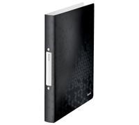 Leitz Carpeta de 2 Anillas, Capacidad para 190 Hojas, Gama WOW, 25 mm de Lomo, 42570095 - A4, Negro