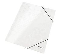 Leitz Carpeta de 3 Solapas, Capacidad para 150 Hojas A4, Cierre Elástico, Cartón, Blanco, Gama WOW, 39820001