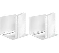 Leitz Carpeta de 4 Anillas, Capacidad para 190 Hojas, Gama WOW, 25 mm de Lomo, 42420001 - A4, Blanco (Paquete de 2)