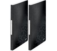 Leitz Carpeta de Fundas A4, 40 Fundas, Capacidad para 80 Hojas, Fundas transparentes, Negro, Gama WOW, 46320095 (Paquete de 2)