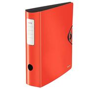 Leitz Carpeta Quality 180° Active Solid, A4, rojo, parte trasera redondeada de aprox. 8,2 cm de ancho, cierre elástico, de espuma de polietileno resistente, 10471020, 1 pieza