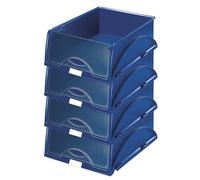 Leitz Cesta de Almacenamiento A4, Paquete de 4, Sistema clasificación y Almacenamiento para Oficina de Correos y copiadora, Azul, Surtido 52310035