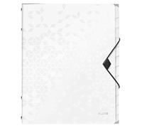 Leitz Clasificador A4, Capacidad para 200 Hojas, 12 Separadores con Pestañas, Cierre Elástico, Blanco, Gama WOW, 46340001