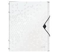 Leitz Clasificador A4, Capacidad para 200 Hojas, 6 Separadores con Pestañas, Cierre Elástico, Blanco, Gama WOW, 46330001