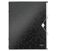 Leitz Clasificador A4, Capacidad para 200 Hojas, 6 Separadores con Pestañas, Cierre Elástico, Negro, Gama WOW, 46330095