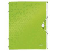 Leitz Clasificador A4, Capacidad para 200 Hojas, 6 Separadores con Pestañas, Cierre Elástico, Verde, Gama WOW, 46330154