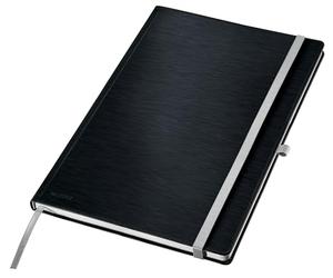 Leitz Cuaderno A4 Style Rayado, Tapa Dura, 160 Páginas, 80 Hojas, Papel Certificado FSC de 100 g/m², Cinta Elástica y Marcapáginas, para Oficina y Hogar, Negro, 44751094