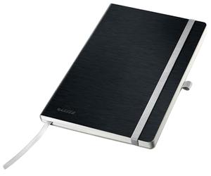 Leitz Cuaderno A5 Rayado Style, Tapa Blanda, 160 Páginas, 80 Hojas, Papel Certificado FSC de 100 g/m², Cinta Elástica y Marcapáginas, para Oficina y Hogar, Negro, 44871094