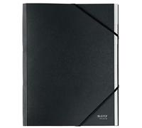 Leitz - Cuaderno de tarjetas recicladas con cierre elástico, 6 pestañas, tamaño A4, color negro