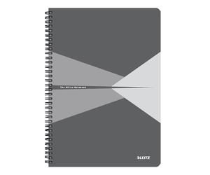 Leitz Cuaderno Office, A4 Rayado Cubierta Cartón, Encuadernación en Espiral, Apertura 360, 180 Pág/90 Hojas de Papel Certificado FSC (80 g/m²), Oficina y Colegio, Gris, 46481085