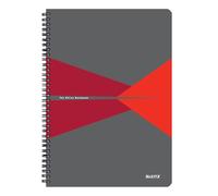 Leitz Cuaderno Office A4 Rayado, de Cartón, Encuadernación Espiral, Apertura 360 Grados, 180 Páginas / 90 Hojas de Papel Certificado FSC (80 g/m²), para Oficina y Colegio, Rojo, 46481025