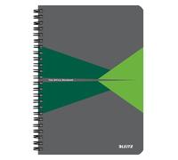 Leitz Cuaderno Office, A5 Rayado Cubierta Cartón, Encuadernación en Espiral, Apertura 360 G rados, 180 Pág/90 Hojas Papel Certificado FSC (80 g/m²), para Oficina y Colegio, Verde, 44591055