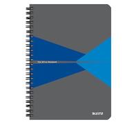 Leitz Cuaderno Office, A5 Rayado Cubierta Cartón, Encuadernación en Espiral, Apertura 360 G rados, 180 Pág/90 Hojas Papel Certificado FSC (80 g/m²), para Oficina y Colegio, Azul, 44591035