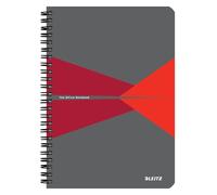 Leitz Cuaderno Office, Cuadernos A5 Cuadriculado Tapa Cartón, Encuadernación Espiral, Apertura 360 , 180 Pág/90 Hojas Papel Certificado FSC (80 g/m²), Oficina y Colegio, Rojo, 44581025