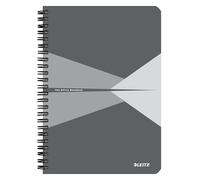 Leitz Cuadernos Office, A5 Rayado Cubierta PP, Encuadernación Espiral, Apertura 360 Grados, 180 Páginas / 90 Hojas Papel Certificado FSC (80 g/m²), para Oficina y Colegio, Gris, 44991085