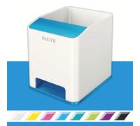 Leitz Cubilete Sound, Amplificador de sonido para teléfono, Blanco/Azul metaliza
