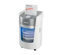 Leitz Destructora de Papel IQ OptiMax 350, Máquina para Triturar Papel Micro Corte P5 para Oficina, 8 Hojas, 22L, Destructora de Papel Alta Seguridad Ultra Silenciosa, Blanca, 83590000