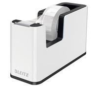 Leitz Dispensador de Cinta Adhesiva, Base Pesada, Cinta Adhesiva, Gama WOW, Blanco Perla/Negro