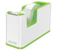 Leitz Dispensador de Cinta Adhesiva, Base Pesada, Cinta Adhesiva, Gama WOW, Blanco Perla/Verde, 53641054