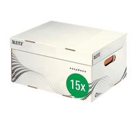Leitz easyboxx 61350000 - Caja de almacenamiento y transporte (tamaño S, para archivadores A4, revistas y mucho más, con tapa superior, 15 unidades), color blanco y negro