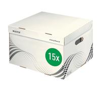 Leitz easyboxx 61370000 - Caja de almacenamiento y transporte (tamaño L, easyboxx A4, 5 x 80 mm/4 x 100 mm, caja de transporte con tapa superior, 15 unidades), color blanco y negro