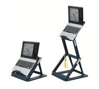 Leitz Ergo 2 en 1 Soporte Portátil Sentado y de Pie, Cinco Alturas | Ajustable 24-61,5 cm, plegable 315 x 310 x 47 mm, para tabletas y portátiles 9-17", teletrabajo, carga máx 3,5 kg