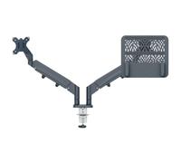 Leitz Ergo Brazo y Soporte para Monitor y Portátil, Sistema Doble de Soporte Gris Oscuro para Monitor de hasta 32" y Portátil de hasta 17", Gris Terciopelo, 65380089