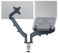 Leitz Ergo Brazo y Soporte para Monitor y Portátil, Sistema Doble de Soporte Gris Oscuro para Monitor de hasta 32" y Portátil de hasta 17", Gris Terciopelo, 65380089