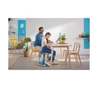 Leitz 65180061 - Taburete Leitz Ergo Cosy Active, Ergonómico para trabajo de Forma Flexible de Pie o Sentado, Con Base Redondeada, Altura Ajustable de 45 a 79 cm, Azul Calma