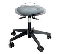 Leitz Ergo Taburete Active Regulable en Altura (47-60 cm) con Ruedas - Asiento Ergonómico Tipo Silla de Montar con Cojín para Oficina, Hogar o Uso Profesional, Negro, 65770095