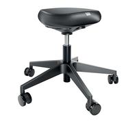 Leitz Ergo Taburete Regulable en Altura (46-59 cm) con Ruedas - Asiento Ergonómico Tipo Silla de Montar con Cojín Biforme para Oficina, Profesionales o Uso Doméstico, Negro, 65780095