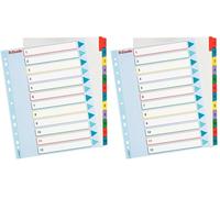 Leitz Esselte Índices Proyectos Borra y Reescribe, Tamaño A4 maxi, 12 pestañas, Multicolor, 100209 (Paquete de 2)